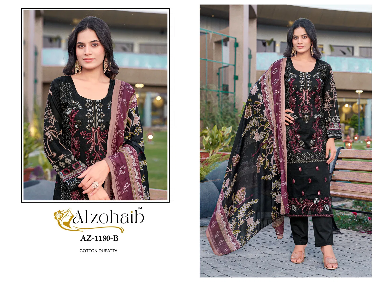 Alzohaib Az 1180 A And B Chiffon Dupatta Pakistani Suits Collection